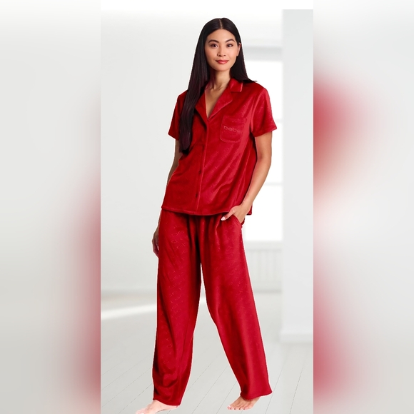bebe Plus Red Velour Women's Pajama Set - Picture 3 of 4